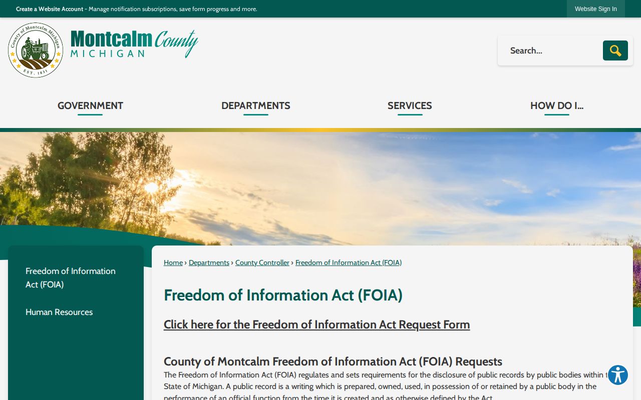 Montcalm County released inmate record FOIA submission channels