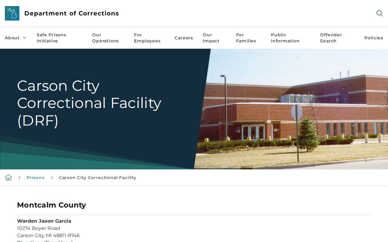 Carson City Correctional Facility release and Michigan prison information page